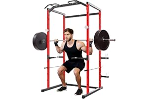 Power Cage Squat Rack, 1100LB Capacity Power Rack with Pull-Up Bar, Dip Bars, Adjustable Safety Bars, for Home Gym Strength T