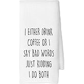 CUANFDDSF Funny Sarcastic Coffee Kitchen Towels, Coffee Lover Gifts for Women, Humorous Gifts for Women Decoration Tea Towel Kitchen Hand Towels 16x24 Inch for Cafe Bar Shop Decor