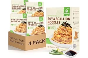 Noodology Soy & Scallion Chinese Ramen Noodles Prepared Meals Kits, Knife-Cut, Sun-Dried, Non-Fried, Healthy Noodles with Soy Sauce, No Artificial Flavors Added, Easy Meals In Minutes, 4-Pack