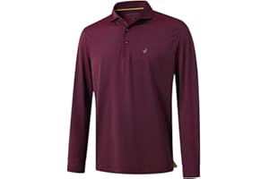 MICHEL ROUEN Long Sleeve Polo Shirts for Men Performance Moisture Wicking Lightweight Athletic Striped Golf Shirts for Men