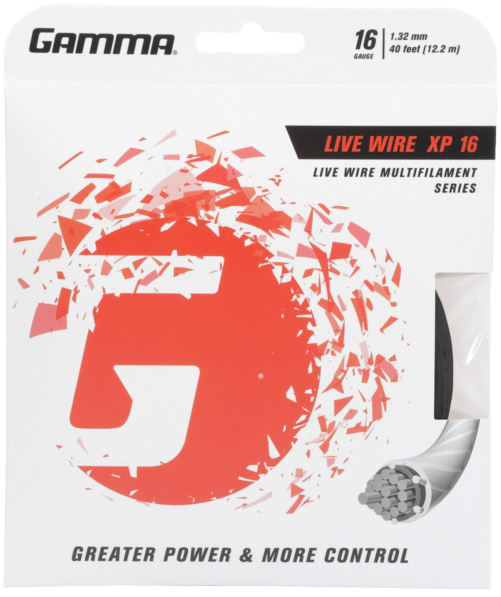 Gamma Sports Live Wire XP Tennis String, Black, 16g