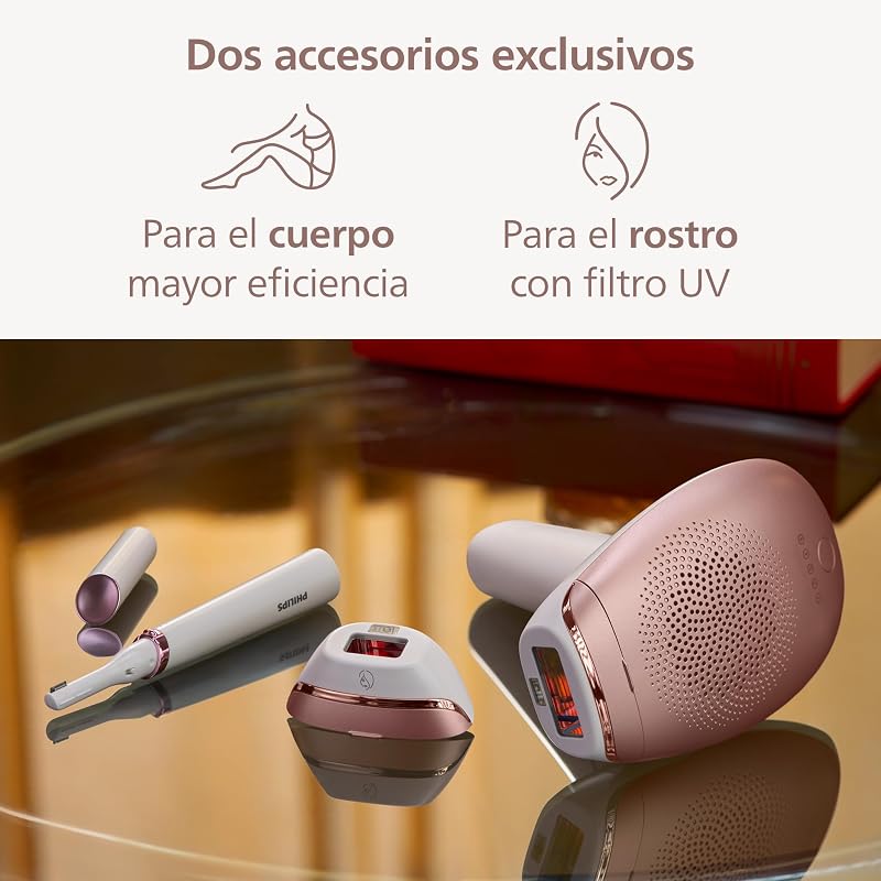 Lumea serie 7000, dispositivo de depilación IPL, alternativa de depilación láser, con lápiz recortador compacto Satin, 2 accesorios para el cuerpo y la cara, modelo BRI921/00