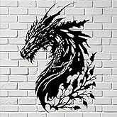 Dragon Metal Wall Decor Medieval Fantasy Art for Bedroom Living Room Office Man Cave, Room Decorations for Men Ideal Gifts for Dragon Lovers