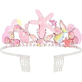 GAFATORY Pink Mermaid Tiara for Women with Comb Starfish Mermaid Crown for Women Mermaid Hair Accessories Costume Ocean Theme Birthday Party Decorations Under the Sea Cosplay Party Favor