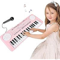 M SANMERSEN Kids Keyboard Piano 37 Keys Early Learning Instrument with Microphone Toy for 3 4 5 6 Girls Boys Birthday Valenti