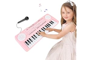 M SANMERSEN Keyboard Piano for Kids 37 Keys Music Piano with Microphone Portable Musical Toy Electronic Piano Birthday Gifts for Girls Ages 3 4 5 6