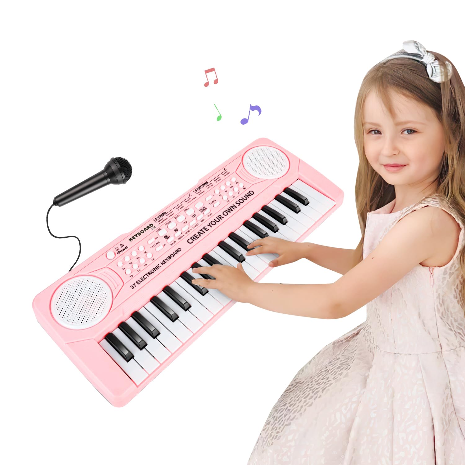 Photo 1 of M SANMERSEN Keyboard Piano for Kids 37 Keys Music Piano with Microphone Portable Musical Toy Electronic Piano Birthday Gifts for Girls Ages 3 4 5 6