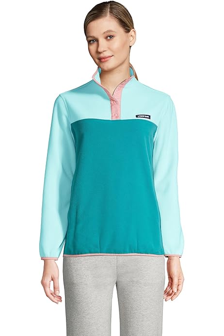 women's heritage fleece snap neck pullover top