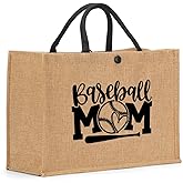 Funny Wine Lovers Boss Lady Teacher Pregnancy Baseball Mom Gifts Burlap Tote Bag for Women Lady
