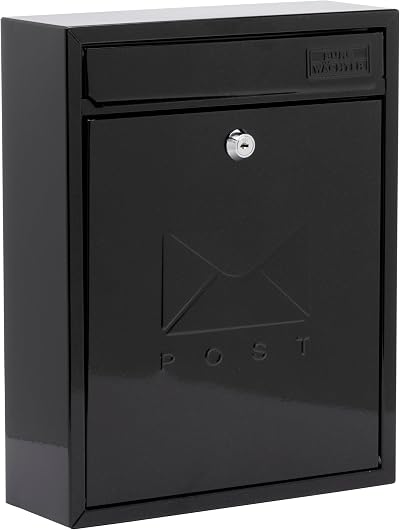 Burg-Wächter MB05BK Black Compact Wall Mounted Galvanised Steel Postbox