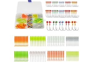 LANMOON 135 PCS Crappie Lures Kit - Crappie Jig Heads Fishing Hooks for Soft Plastic Lures for Trout Bass Walleye Bluegill Perch Catfish