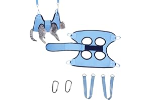 Cat Grooming Hammock Harness, Includes 2 Carabiners and 2 Removable Suspension Straps, Ideal for Small Dogs and Cats, Comfort