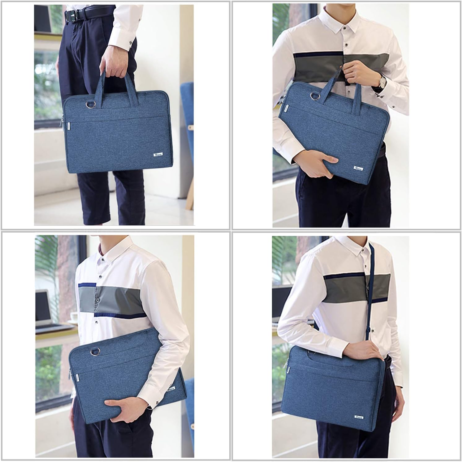V Voova Laptop Bag Sleeve 14 15 15.6 inch with Shoulder Strap,Slim Computer Carrying Case Cover Compatible with MacBook Pro 16,HP 15.6,Dell Inspiron 15 3000,Acer Chromebook 14,2021 Asus Rog,Blue: Computers & Accessories