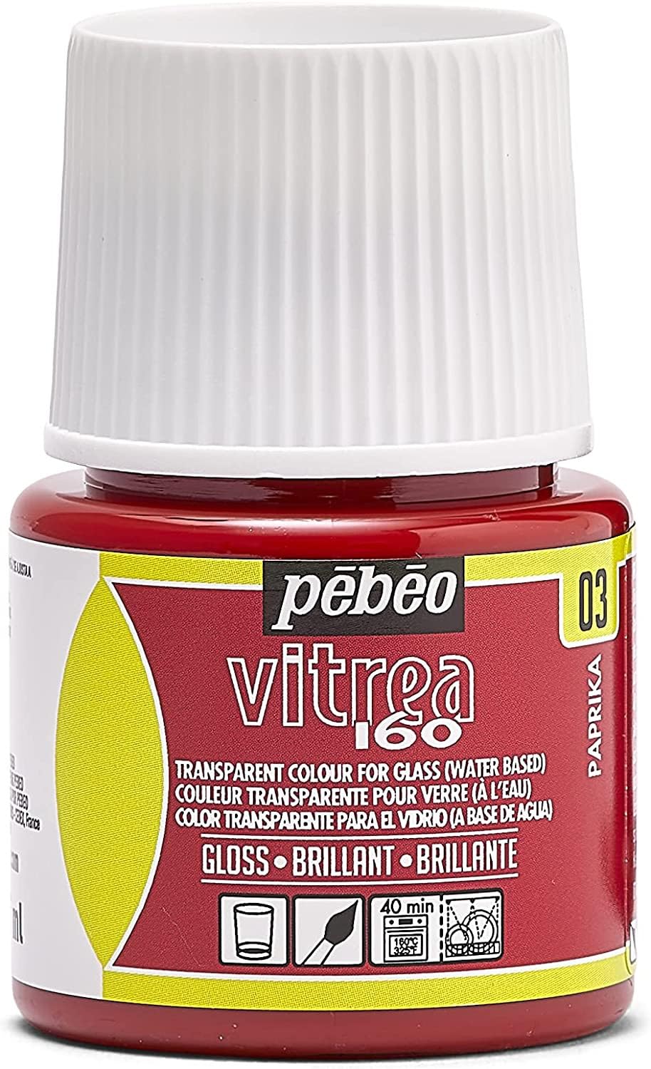 Pebeo - Transparent Glass Paint Vitrea 160°C - Paprika - 45 ML,Orange,111003 — image 1