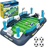 Juivin Mini Soccer Board Game for Kids Ages 6-12 Tabletop Foosball Toy Gift | Mini 4-Flipper Foosball Toy, 2 Player Indoor Battle Game with Built-in Score Keeper, Interactive Family Game Night Toy