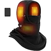 Foiueyga Battery Heated Balaclava for Men and Women - Thick Polar Fleece Heated Face Ski Mask for Cold Weather Winter Outdoor