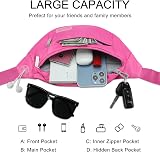MAXTOP Large Bumbag Waist Fanny Pack with Headphone Jack 4 Pockets Rose Red view 3