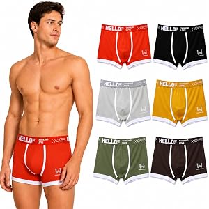 6 Pack Men's Cotton Sports Boxer Briefs, Comfortable Breathable Underwear