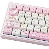 Tsungup Cute Cat Keycaps Set,Pink Pixel 132 Key Mechanical Keyboard Keycap | MAO Profile Keycaps PBT Custom Key Caps Keyboard Keycap for 60%,65%,75%,100% Mechanical Keyboard