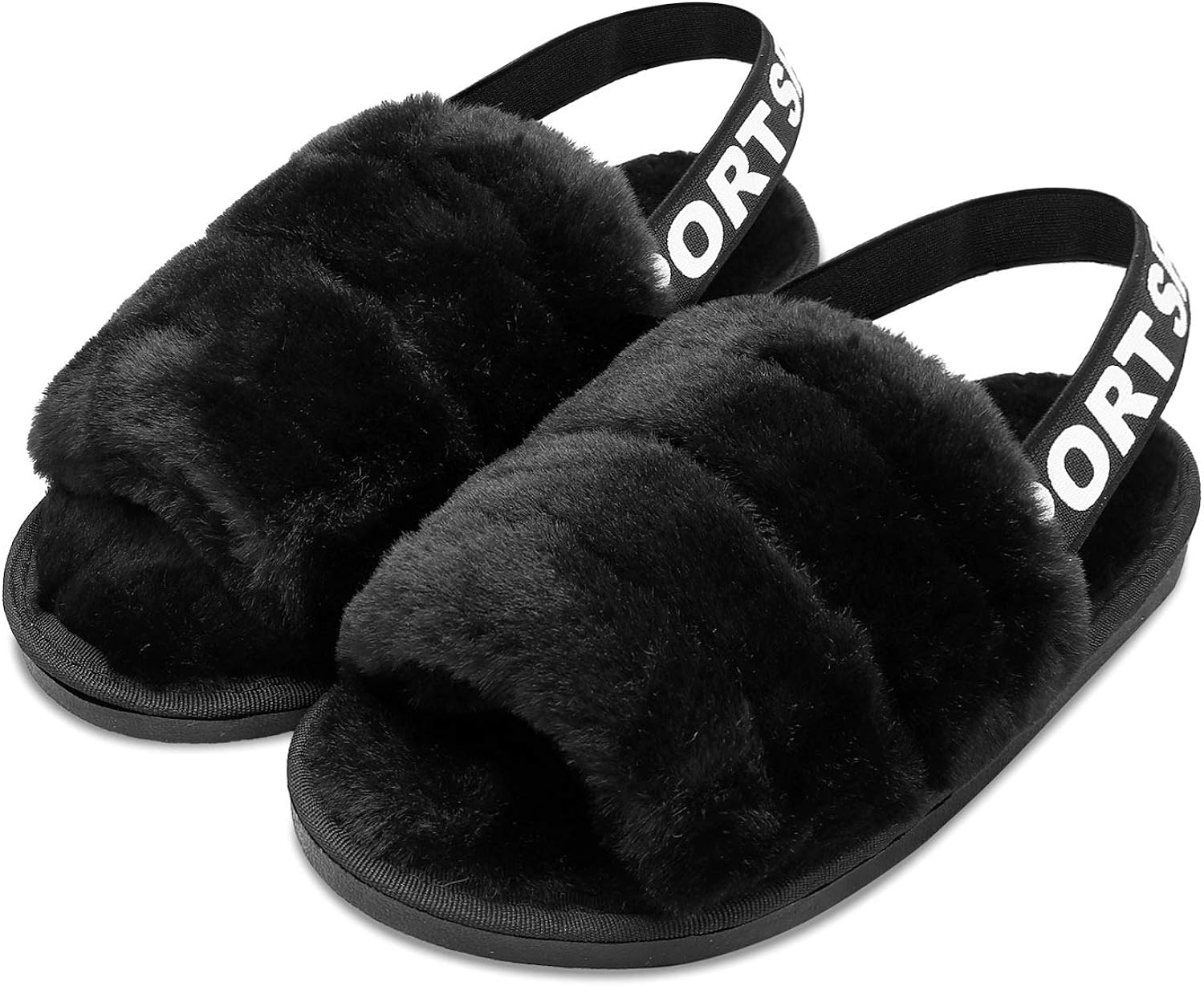 fluffy sliders with strap