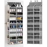 SpaceAid Extra Large Over The Door Organizer with 10 Large Pockets and 10 Mesh Side Pockets, 5 Layers Door Organizer Hanging with Clear Window for Bedroom, Bathroom, Pantry and Nursery, Gray