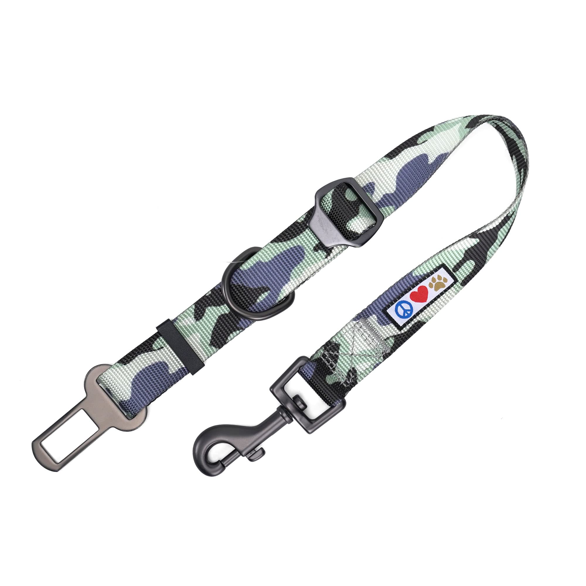 Pawtitas Dog Car Seat Belt | Pet Safety Seat Belt with Adjustable Lead for Small, Medium and Large Dogs | Keep Your Dog Secure in The Car | Dog Seat Belt with Extendable Lead - Grey Camo