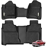 YITAMOTOR Floor Mats for 2014-2018 Silverado/Sierra 1500, 2015-2019 2500HD/3500HD Crew Cab, Custom Fit All Weather TPE Rubber Floor Liners, Chevy Silverado/GMC Sierra Accessories, 1st & 2nd Row, Black