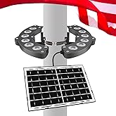 Flag Pole Lights Solar Powered 14W12000 mAh Solar FlagPole Light Up to 18-24 Hrs, IP67 Waterproof, Adjustable Clamp fits 2-6” Dia 15-40 Ft Outdoor Flagpoles Brightest, Auto Dusk to Dawn