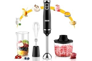 CHeflee Hand Blender 450 Watt 2-Speed Immersion Multi-Purpose Hand Blender Heavy Duty Copper Motor Stick Blender with Attachm