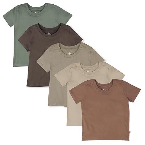 HonestBaby Multipack Short Sleeve T-Shirt Tee 100% Organic Cotton Infant Baby, Toddler, Little Kids Boys, Girls, Unisex, Sandy Teal,Newborn