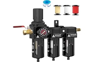 ATINY Three Stage Air Drying System, 3/8" NPT Air Dryer System Air Compressor Filter Dryer,5 &0.5 &0.01 Micron Filter Cartrid