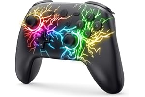 GKVVO Switch Controller for Nintendo Switch/Lite/OLED and PC, Wireless Switch Pro Controller with Cool LED Lights, Adjustable Turbo, Motion Control