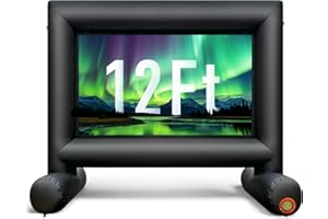 Sewinfla 12Ft Outdoor Inflatable Movie Projector Screen with Built-in Fan Supports Front and Rear Projection, Blow Up Movie Screen for Party, Easy to Set Up