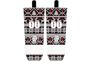 Christmas Hockey Sock with Custom Logo Number, Professional Ice Hockey Team Training Xmas Socks for Youth Adult