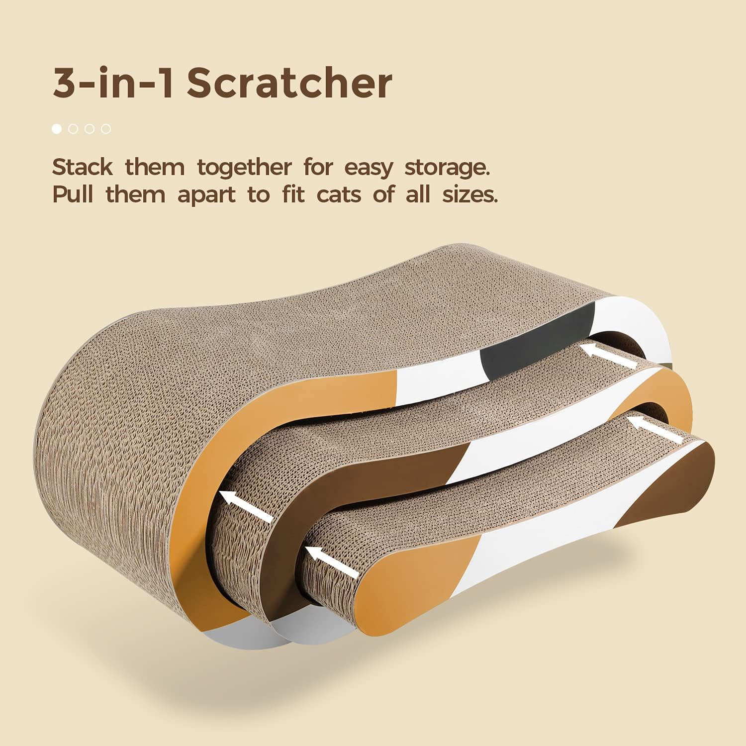 ComSaf Cat Scratcher Cardboard, 3 in 1 Scratching Lounge Bed, Corrugated Scratch Pad, Cat Training Toy for Large Cats and Kitten, Furniture Protection, Durable and Revisible : Kitchen & Dining