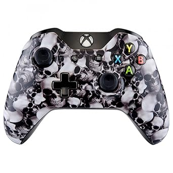 Amazon Com Extremerate Hydro Dipped Front Housing Shell Faceplate Cover Replacement Parts For Standard Xbox One Controller Fits Both With 3 5mm Jack And Without 3 5 Mm Jack White Skulls Video Games