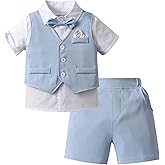 Baby Boys Shorts Sets, Infant Shirt+Shorts+Bow Tie+Vest,Toddler Gentleman Outfits Suits