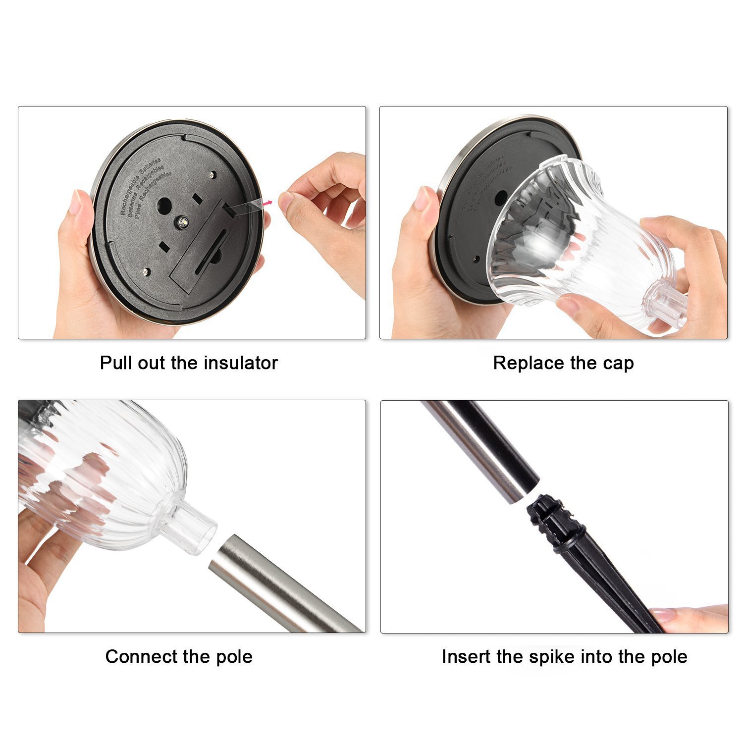 Solar Pathways Lights Makes Garden Path & Flower Beds Look Great; Drunze 4PCS Stainless Steel Patio Lighting, Easy NO-WIRE Installation;Any-Weather/Water-Resistant