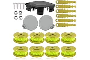 BOOTOP PIN ACFHRL2 Bladed Trimmer Head with AC80RL3 Replacement Spool, AC14HCA Spool Cap Compatible with Ryobi 18V 24V 40V String Trimmer Weed Eater Parts (23 Pack)