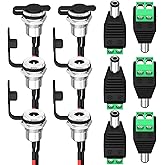 DaierTek DC Jack 5.5x2.1MM Pre-Wired Female DC Power Jack Panel Mount Barrel Jack with 5.5 x 2.1 MM Male DC Connector Plug Wa