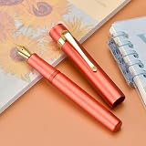 Hongdian M2 Mini Fountain Pen with Extra Fine Soft Golden Nib Orange Red view 7