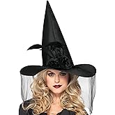 MABROUC Women's Witch Hat, Halloween Costume Accessories for Party Masquerade for Ladies and Girls