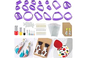 SENHAI Polymer Clay Cutters for Earrings, 18 Clay Earring Cutter Different Shape Plastic for Polymer Clay Earring Jewelry Mak
