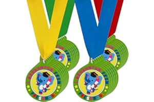 SICOHOME Kindergarten Graduation Medals for Kids - 24pcs 2 inch Rubber Preschool Graduation Medals with 24 Ribbons Graduation Party Favors Kindergarten Graduation Gifts