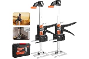 XOOL 2 Pack Labor Saving Arm Jack Lift, 14" Adjustable Height Cabinet Jack with 550LBS Load, Heavy-Duty Hand Lifter Tool with Carrying Case for Door, Tile, Window, Appliance Installation