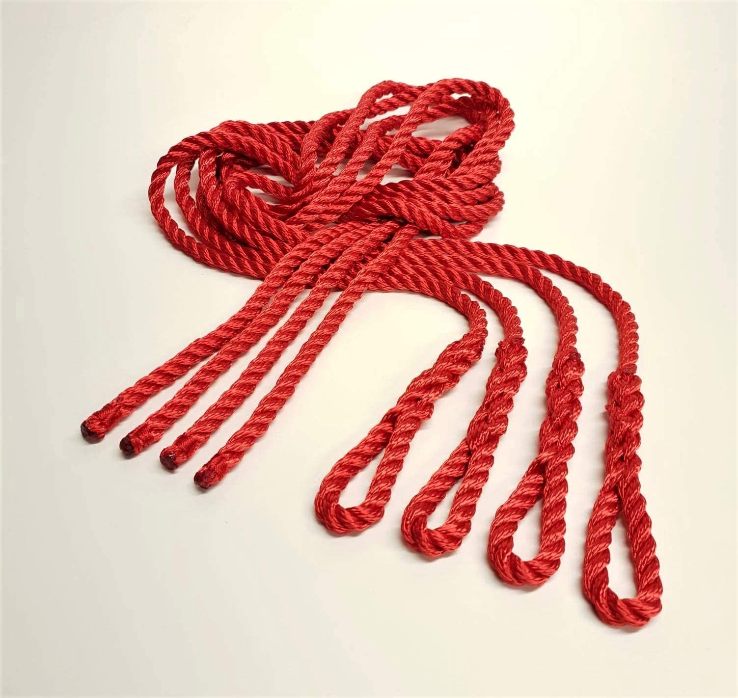 8mm 1mt 3strand Fender lines rope fender tie Polyester spliced whipped stitched Ready to use (Red, Pieces: 6)
