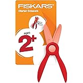 Fiskars Starter Toddler Scissors for Kids Ages 2+, Red | Scissors with Safe Plastic Blades for Preschoolers &amp; Crafting, Easy Grip Handles Designed for Kids, Back to School Supplies