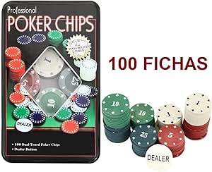 TEXAS HOLD*EM Juego de Poker 100 fichas numeradas con Caja + ...
