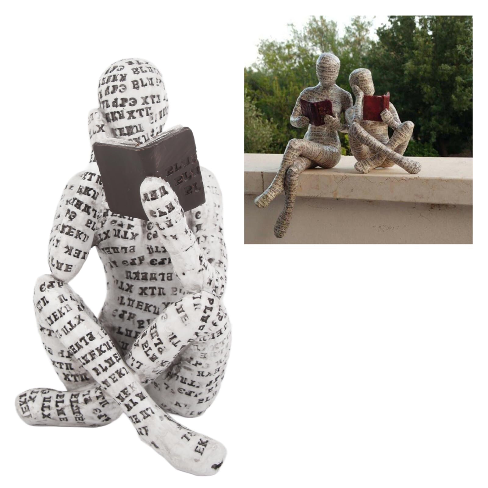 Pssopp Figure of a Reading Woman, Innovative Ornament of a Reading Woman, Hand-painted, Exquisite Workmanship, Vivid Textures, Resin for the Living Room (A)