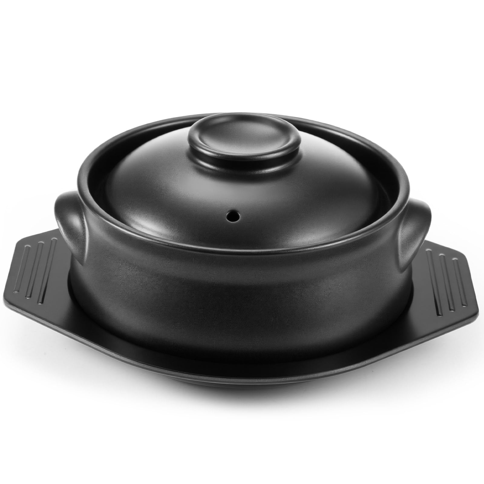 Photo 1 of Kritkin 1 Pcs Korean Stone Pot Clay Cooking Pot Set Ceramic Sizzling Hot Bowl Korean Bibimbap Soup Dolsot Bowl with Lids for Ttukbaegi and Koreans Stew (84 oz)